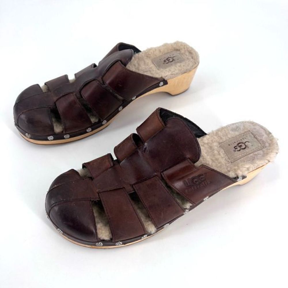 Ugg‎ Fisherman Ore Clogs Sherpa lined Gaucho shoes sandals Size 9